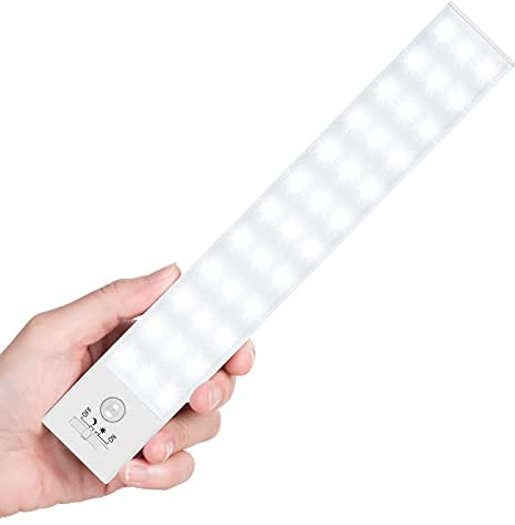 BLS LED Closet Light, 36-Led Motion Sensor Under Cupboard Lights, Large 1500mAh LED Lights Rechargeable Battery Powered, Indoor Battery Lighting, Wardrobe Light, Stick on Lights Wireless Closet Light