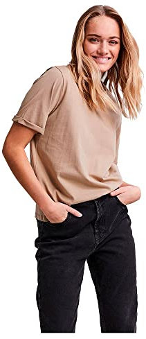 PIECES Pcria Ss Fold Up Solid Tee Noos Bc Femme T-shirt, Gris Clair, XL
