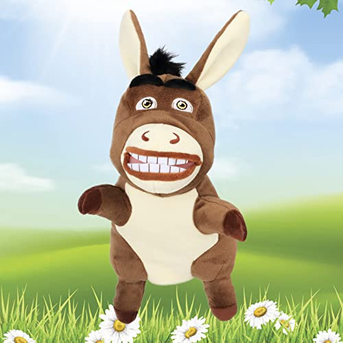 Easfan Donkey Plüsch-Handpuppe mit beweglichem Mund für Rollenspiele, Geschichtenerzählen, Vorschulunterricht, Geburtstagsgeschenke für Jungen und Mädchen, Kaffee, 13 Zoll
