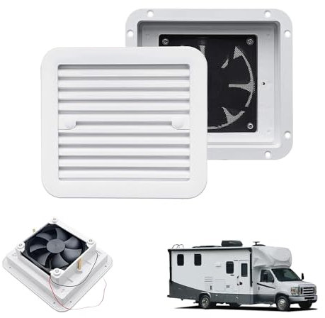 TOTMOX Ventilateur de ventilation anti-poussière silencieux à sens unique pour VR, Ventilateur d'extraction de refroidissement 12 V pour camping-car, caravane, blanc