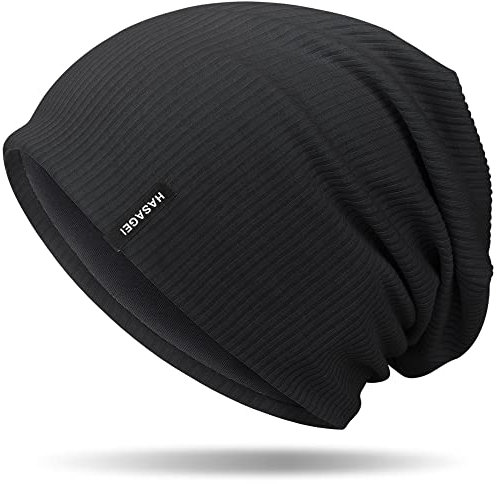 HASAGEI Mütze Herren Damen, Slouch Beanie Mütze Damen, Übergangszeit Weiche Leicht Modische Jersey Beanie, Unisex Warm Winter Mütze Ideal für Frühling Herbst und Winter (Schwarz)