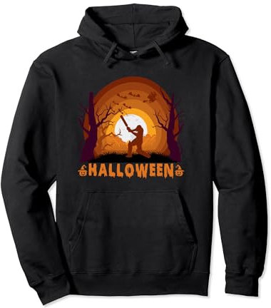 Cricket And Moon Silhouette Halloween Sport Costumes Pullover Hoodie