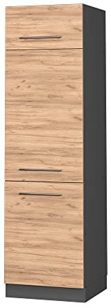 Vicco Armario para frigorífico Empotrado Fame-Line, Roble Dorado/Antracita, 60 cm