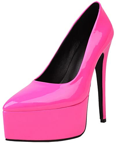 Onewus Eleganti décolleté da donna con punta a punta e tacchi a spillo sexy, fucsia, 45 EU