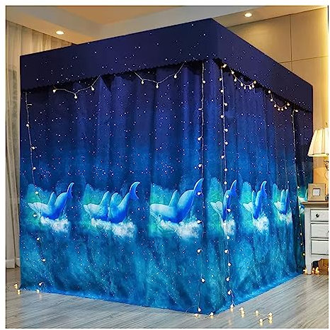 Betthimmel Moderne Luxus Bett Baldachin, Vier Jahreszeiten Bett Vorhang Für 1.2m/1.5m/1.8m/2m Bett, Schlafzimmer Mit Einzelbett Vorhänge Für Erwachsene, Einfach Zu Montieren (Color : Style1, Size :