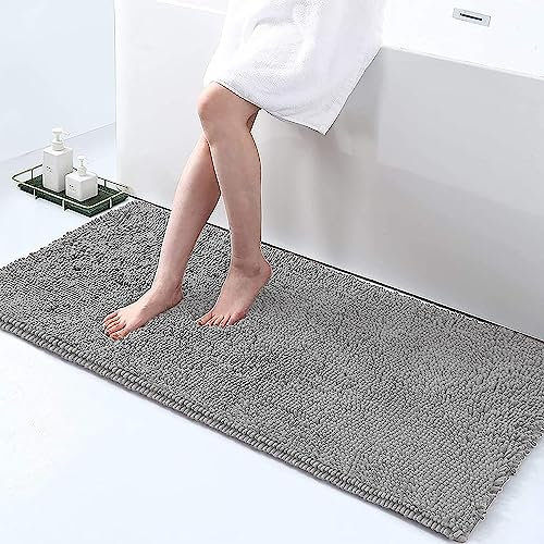 IlGruppone Tappeto da Bagno Microfibra Super Soffice Lavabile in Lavatrice Antiscivolo Assorbente Lavaggio Rapido Super Morbido Bagno Doccia Camera Letto - Grigio - 60x120 cm