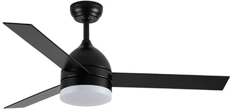 ABRILA - Ventilador DC LEGIO | Color Negro con tres Aspas Reversibles en Color Negro/Roble | 3 Temperaturas de Luz | con Temporizador y Mando a Distancia Incluido | Diseño Elegante con Líneas Rectas