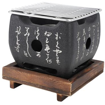 BBQ-Grill Im Japanischen Stil, Tragbarer Grillofen, Japanischer Lebensmittel-Holzkohleofen mit Drahtgeflechtgrill und Sockel, für Yakiniku, Robata, Japanischer