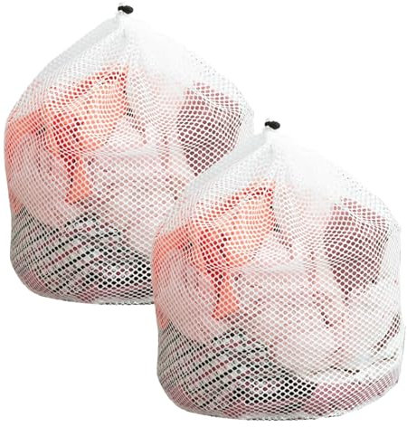 2 Bolsas para Lavadora de Malla Fina, Juego de Redes de Lavandería, Bolsa de Lavado Reutilizable con Cordón, para Ropa Interior, Ropa de Bebé y Calcetines (40 x 30 cm)