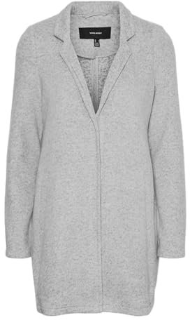 VERO MODA Damen Kurzmantel VMBrushedkatrine lange Damenjacke mit Stehkragen 10231027 Light Grey Melange M