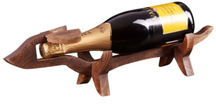SG-Fun Rustic Wooden Animal Wine Bottle Holder - Stylish Pig Design Wine Presentation Decoration and Gift, Unique Dog Bottle Stand Wine Accessory