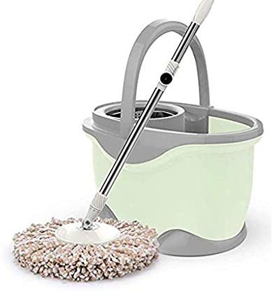 OUZBEM Cubo de fregona Giratorio para el hogar, fregona de Lavado automática con Manos Libres, fregona de Agua exprimidora, Cubo de Acero Inoxidable Vision