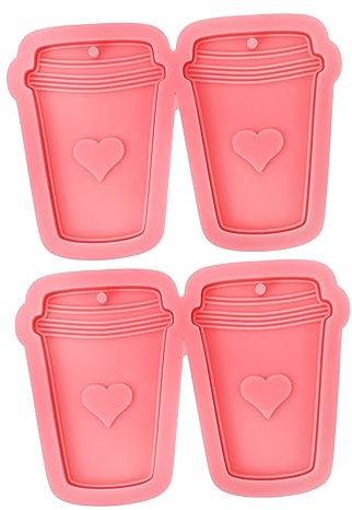 HAPINARY Make Your Own Coffee Cup Keychains: Heart Shaped Pendant Molds Key Ring Moulds Silicone Mold