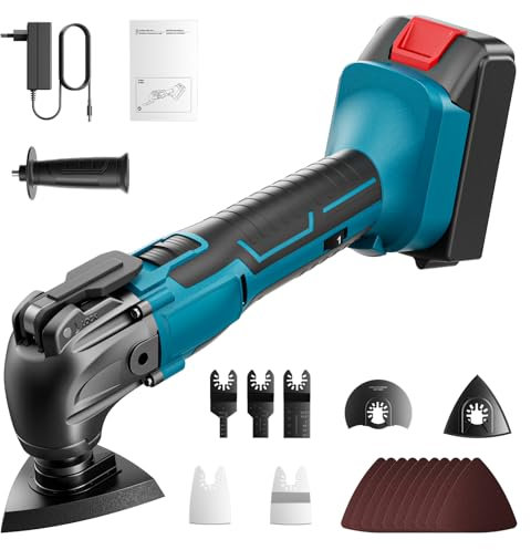 Tanniws Strumento multifunzione oscillante professionale Strumenti oscillanti da 1500mAh 6 velocità 6000-20000OPM 4° angolo oscillazione utensile oscillante per tagliare, levigare, raschiare e segare
