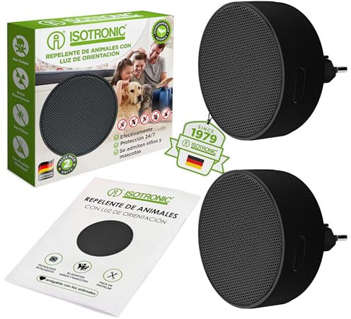 ISOTRONIC Protección contra plagas para interiores más luz de orientación | contra arañas, cucarachas, chinches y ácaros | 230 V antiácaros (2)