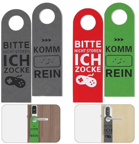 DIELOVEHUA 2 Stück Nicht Stören, Bitte Nicht Stören Schild und Komm Rein Türschild, Türanhänger aus Filz, Gamer Zimmer Deko, Gamer Geschenk, Weihnachten Geschenke für Teenager Jungen