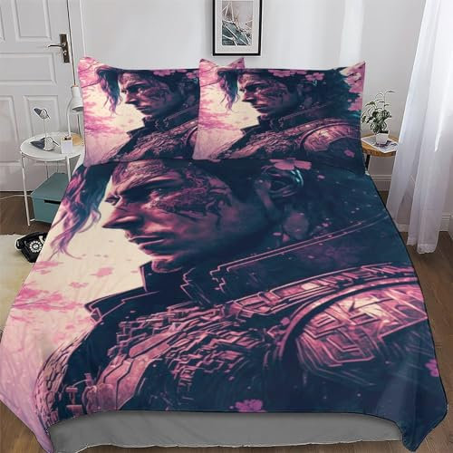 AAPZY Ninja Deckenbezu 3D Mikrofaser Bettbezug Bettwäsche Set 2 teilig Mit Reißverschluss Und Kissenbezüge Für Erwachsene Teenager Kinder Bettbezüge Single (135x200cm)