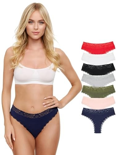 Tazzio Damen String 7er-Pack Tanga Unterhose Slip Unterwäsche Pantys Mehrpack F916 (Mix Farben, S)