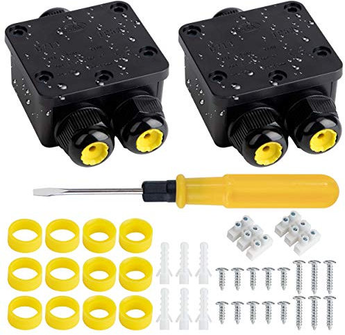 Tunejoy Boîte de Jonction Étanche Connecteur de Câble Électrique à 3 Voies IP68 Boîtier de Raccordement de Plein Air pour Ø 4 à 15mm 2 Pièces Anti-cendres Anti-UV