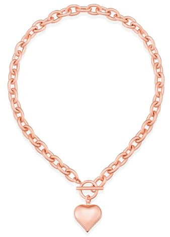 LILIE&WHITE Collana Donna Oro Rosa con Cuore - Design Elegante con Maglia a Catena, Anti-Allergici, Resistenti allo Sbiadimento - Accessorio Moda per Regalo