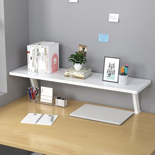 U-förmiger Monitorständer für Schreibtisch, Computer, Schreibtisch, Nizer für Monitor und Drucker, Heimbüro, Weiß, 80 cm