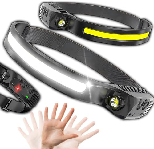 Retoo Linterna frontal LED recargable IPX4 superbrillante, 4 modos de luz, USB C, sensor de gestos, linterna frontal LED para correr, camping, senderismo, linterna de cabeza de camping