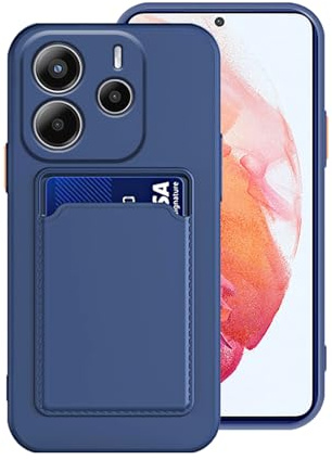 Anlalish Coque pour Xiaomi Redmi Note 14 5G avec Porte-Carte, Etui Xiaomi Redmi Note 14 5G Antichoc Silicone TPU Housse Protection (Bleu Foncé)