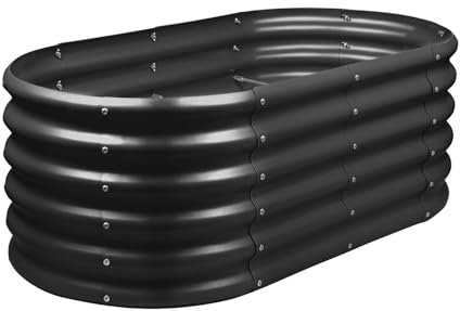 Harbour Housewares Raised Garden Bed - Anthracite - 120 x 60 x 45cm - Rounded - Bottomless Metal Raised Bed Galvanised Steel Planter Box for Growing Outdoor Plants, Vegetables, Flowers and Herbs