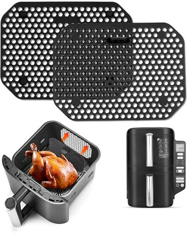 Acacomft Spritzschutz Zubehör für Ninja Double Stack XL [2 Stück], Silikon Airfryer Zubehör, Wiederverwendba Heißluftfritteuse Zubehör Kompatibel mit Ninja SL400EU und SL300EU