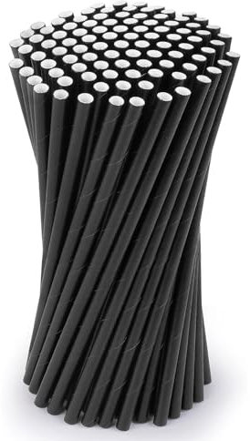 200 Stücke Schwarzer Strohhalme, Wiederverwendbare Strohhalme, Cocktail -Strohhalme, Getränkestrohhalme.