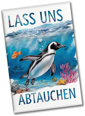 Lass Uns abtauchen - Pinguin Souvenir Souvenir Magnet Unterwasserszene Lustiger Souvenir Magnet für Tierfreunde