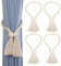 Xialvyu 4 STK Vorhang Raffhalter, Magnetisch Raffhalter für Gardinen, Makramee Boho Deko Gardinenraffer, Gardinenband für Home-Office-Vorhänge