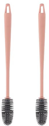 Goupillon en Silicone à Long Manche, Brosse de Nettoyage pour appareils de Cuisine, brosses, Brosse à Vaisselle, goupillon, Brosse à Verre, pour Bouteilles, vases et Verres, Rose (Lot de 2)