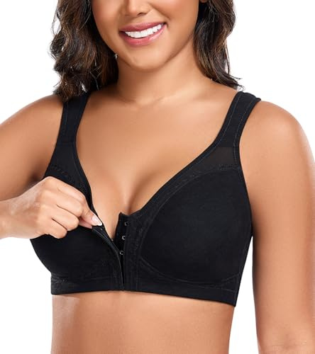 DotVol Damen Minimizer BH große Größen BH mit Vorderverschluss Ohne Bügel | Bügellos, ungepolstert, Komfort, drahtlos, Minimizer, verstellbare Träger, stabiler Halt, Frauen, Shaping, Unterwäsche