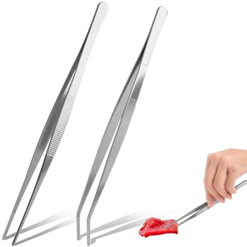 2 Pièces 25 cm Pinces Brucelle Pince Droite en Aacier Pince à Emousser Incurvée Epiler Professionnelles en Acier Inoxydable pour le Travail Industriel L'utilisation en Laboratoire