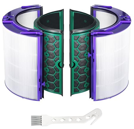 360° Glass HEPA Filter and Activated Carbon Filter for Dyson Pure Cool TP04 HP04 DP04 TP05 DP05 Air Purifying Tower Fan, H13 True HEPA&Activated Carbon Replacement Filter for Dyson Air Purifiers Fan