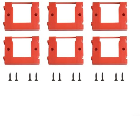 GLFLOW 6 Pack for battery Holders Wall Mount Dock For Power X-Change 18V Batteries, Red Storage Rack For Workspaces
