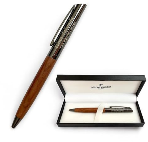 regalo grabado Personalisierter Pierre Cardin Stift Holz Metall Box