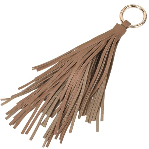 CALFOVERA Schlüsselanhänger Mit Quaste Aus PU Leder Kreisförmige Schlüsselanhänger Charms Auto Schlüsselanhänger Lederquastenanhänger Handtaschen Schlüsselanhänger Mit Goldenem Ring (Peru)