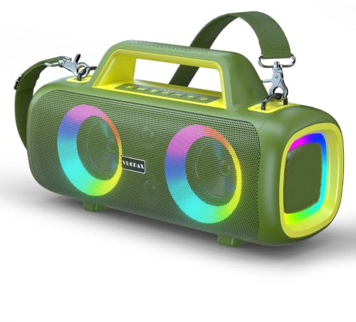 Enceinte Bluetooth Portable 140 Peak - Haut-parleur Bluetooth Puissant Avec | Bass Boost, Étanche et Résistant pour Extérieur, Fête, Voyage et Maison Autonomie 24H, Lumière RGB Animée Entrées TF/AUX/USB