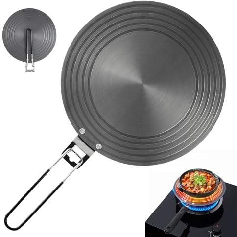 24cm Induktion Adapterplatte, Aluminium Induktionsadapterplatte mit abnehmbarem Griff, Adapter für Induktionskochfeld, Adapterplatte für Induktionsherd, Hocheffizienter Wärmeverteiler für Töpfe & Pfan