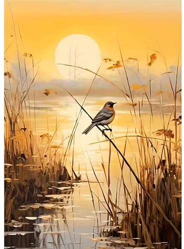 DPIDEA Diamond Painting Sonnenuntergang Vögel Diamond Painting Erwachsene DIY 5D Diamant Malerei, Runde Steine für Zuhause Dekor 30x40 cm
