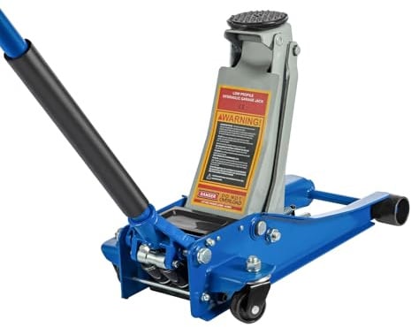 3 Tonne Trolley Jack Hydraulic Car Jack, Low Profile Floor for Car Van, Heavy-Duty Steel Hydraulic Lift with Dual Pump System, Handle Swivel Wheels, High Lift Garage (Blue)