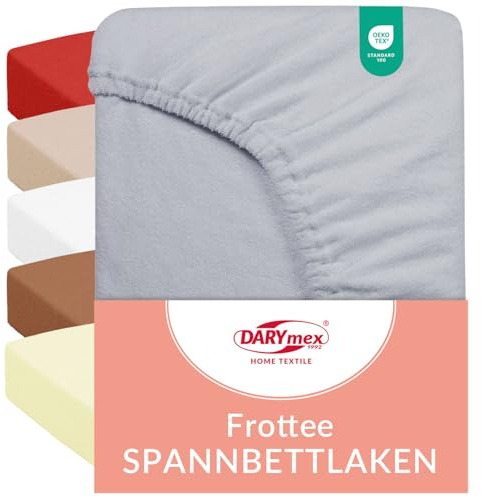 Darymex Frottee Spannbettlaken 70x140 cm Kinderbett bis 20 cm Stahl Grau | Spannbetttuch mit Gummizug, Baumwolle, Öko-Tex 100, für Kinderbett, bügelfrei, weiches Frotteebettlaken