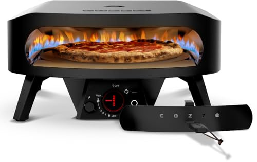 Cozze® Forno Pizza a Gas 17 Rotate Black Edition | XXL Forno per Pizza con Pietra Rotante 43cm, Fornetto Pizza Nero Opaco