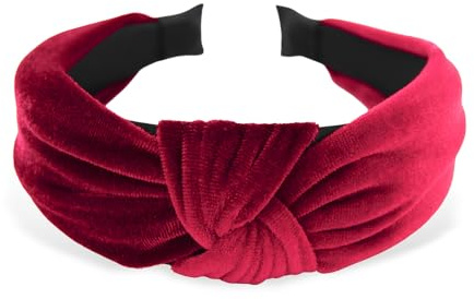 axy Breiter Haarreif aus Samt mit Knoten Damen Stirnband Haarschmuck Haarreifen Haarband Hairband HR35S (Rot)