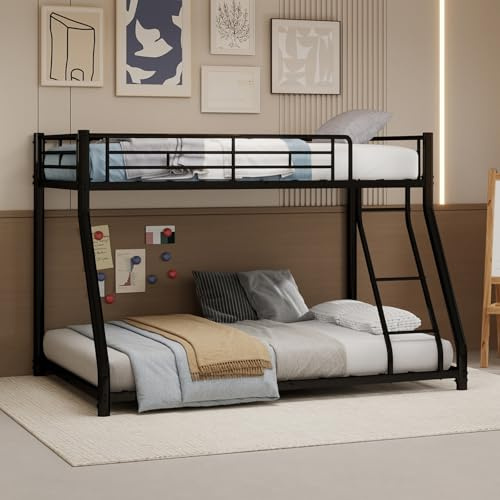 Netrum Hochbett 90x200 140x200 Bettgestell L-Förmig Etagenbett Jugendbett Modernes Metallbett Doppelbett Kinderbett 90x200 Doppelstockbett Bunk Bed Betten Bettrahmen Bed Frame, Schwarz