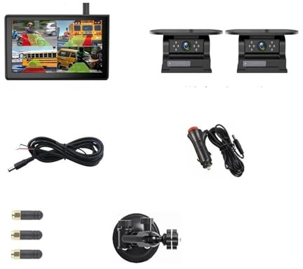 Monitor DVR Inalámbrico con Pantalla Táctil 7 Pulgadas Pantalla Dividida 1/2x BSD Detección IA Cámara Respaldo Solar No Daña Instalación RV Cámara Visión Trasera(None,2 Kit)
