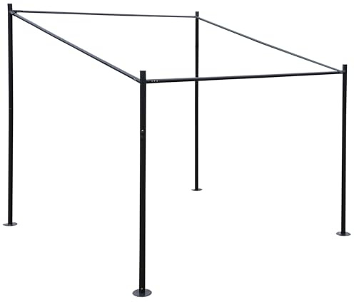BERLINLODGE Pergola-Gestell | HxBxT 284x310x295cm | Anbaupergola Garten Pavillon Terrassenüberdachung Gestänge | Stahl-Gestell | Schwarz