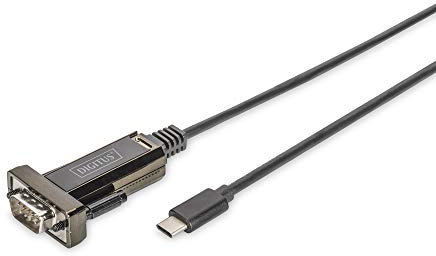DIGITUS USB auf Seriell Adapter - RS232 Konverter - USB 2.0 Typ-C zu DSUB 9M - FTDI FT232RL Chipsatz - 1 m Anschlusskabel